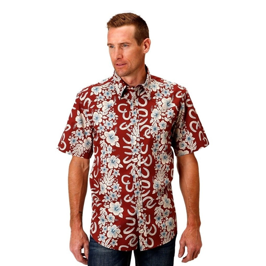 Roper Western Shirt Mens S/S Hawaiian Snap Red 03-002-0064-0300 RE Image 1