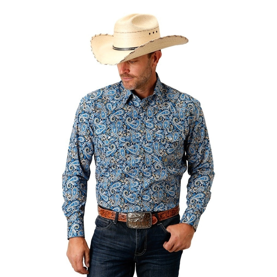 Roper Western Shirt Mens L/S Paisley Print Blue 03-001-0225-2015 BU Image 1