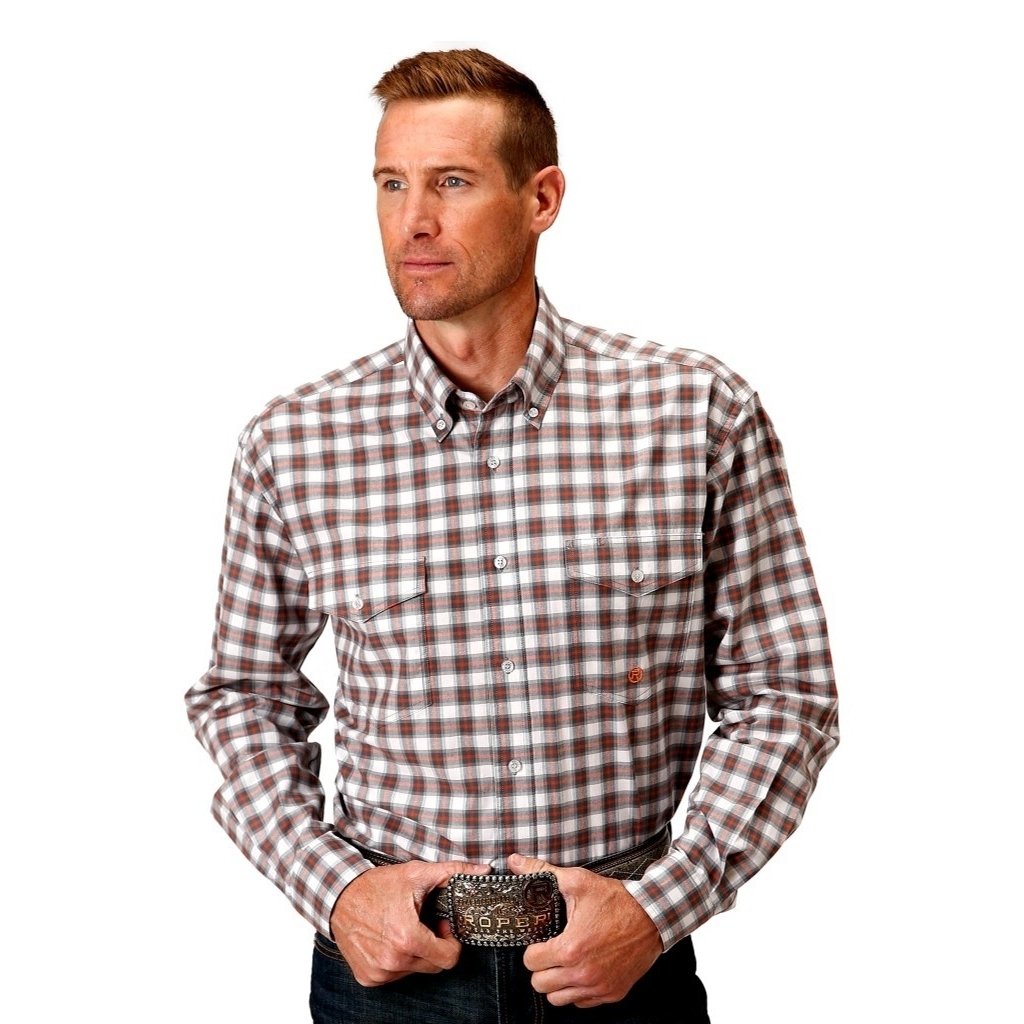 Roper Western Shirt Mens L/S Plaid Button Gray 03-001-0378-2092 GY Image 1