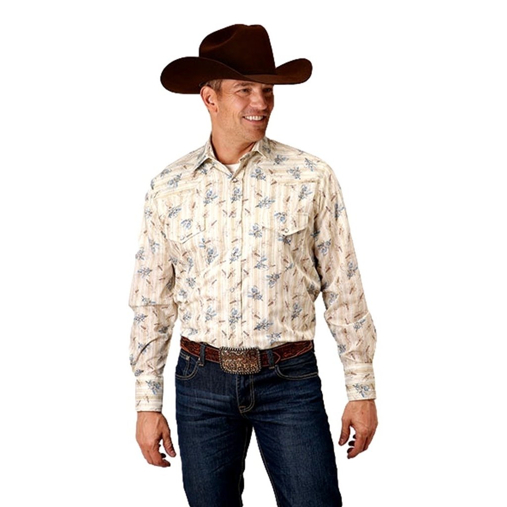 Roper Western Shirt Mens L/S Floral Print Tan 01-001-0019-0564 TA Image 1