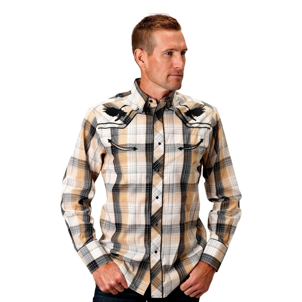 Roper Western Shirt Mens L/S Snap Plaid Black 01-001-0016-2009 BL Image 1