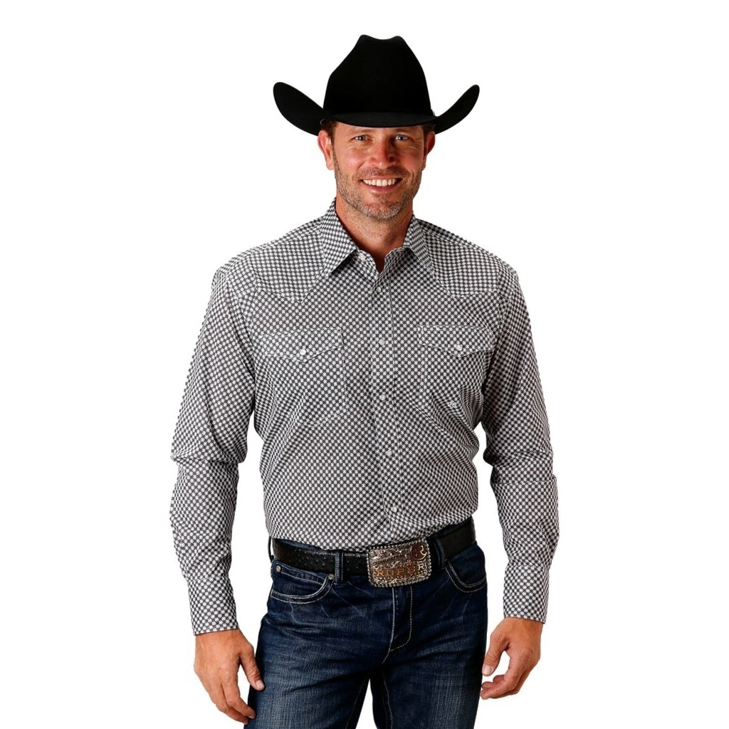 Roper Western Shirt Mens L/S Stretch Snap Gray 03-001-0225-2021 GY Image 1