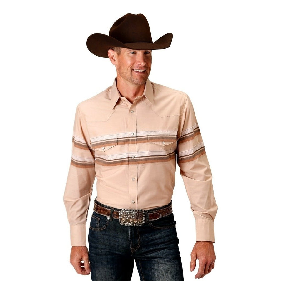 Roper Western Shirt Mens Long Sleeve Border Stripe 01-001-0043-0251 TA Image 1