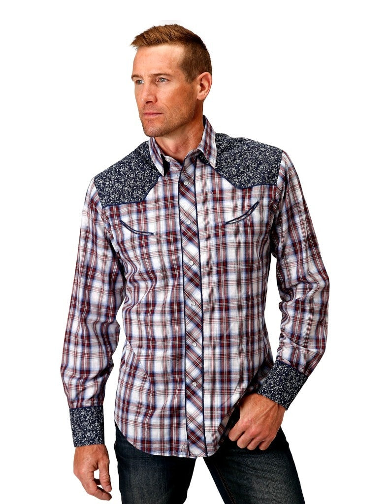 Roper Western Shirt Men L/S Snap Plaid Fancy Yokes 01-001-0087-2005 WI Image 1