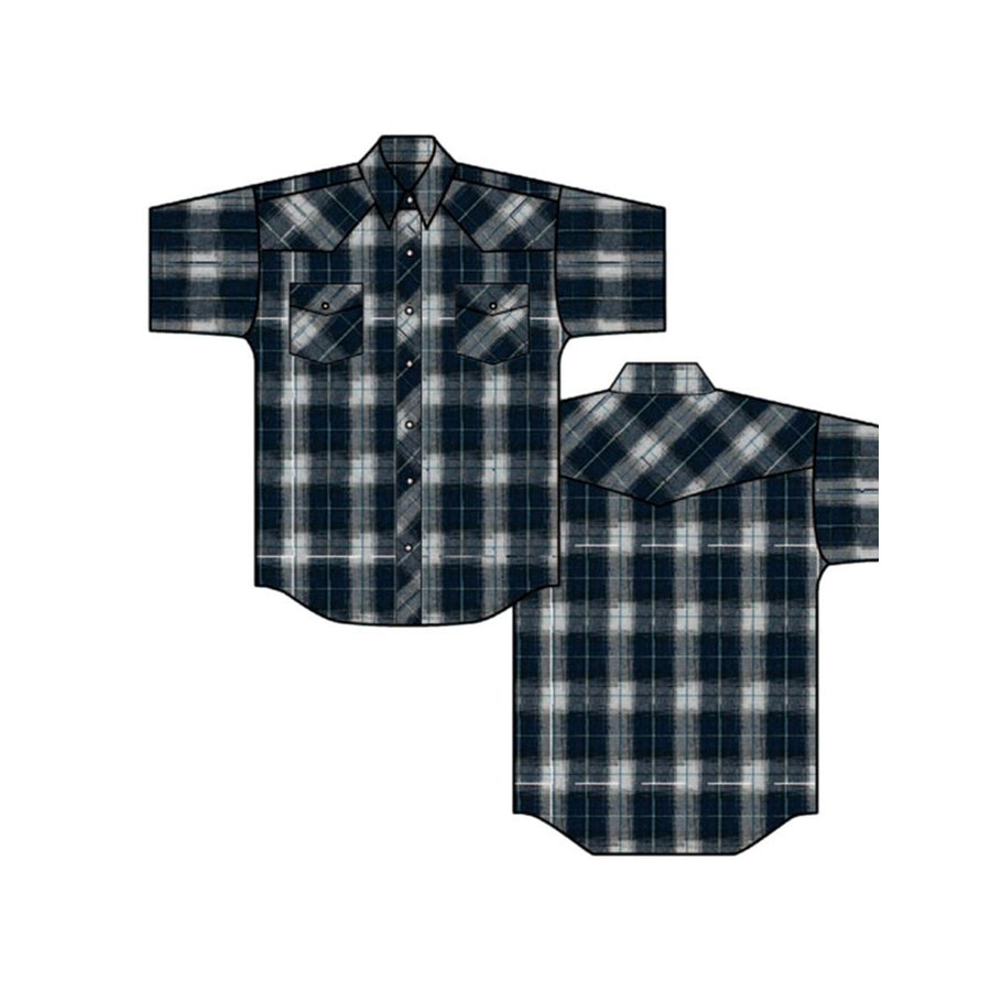 Roper Western Shirt Mens Short Sleeve Plaid Snap 01-002-0101-2004 BU Image 1