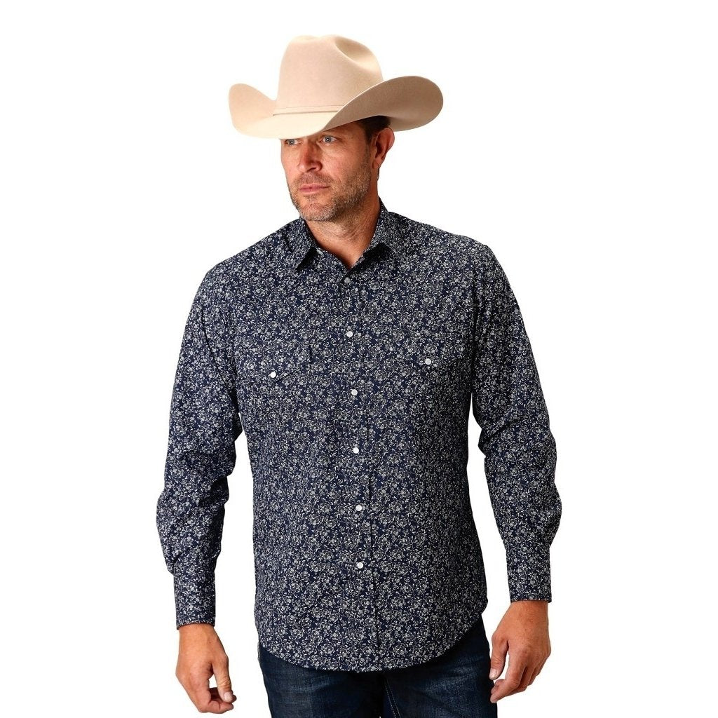 Roper Western Shirt Mens L/S Snap Floral Print 01-001-0019-3055 BU Image 1