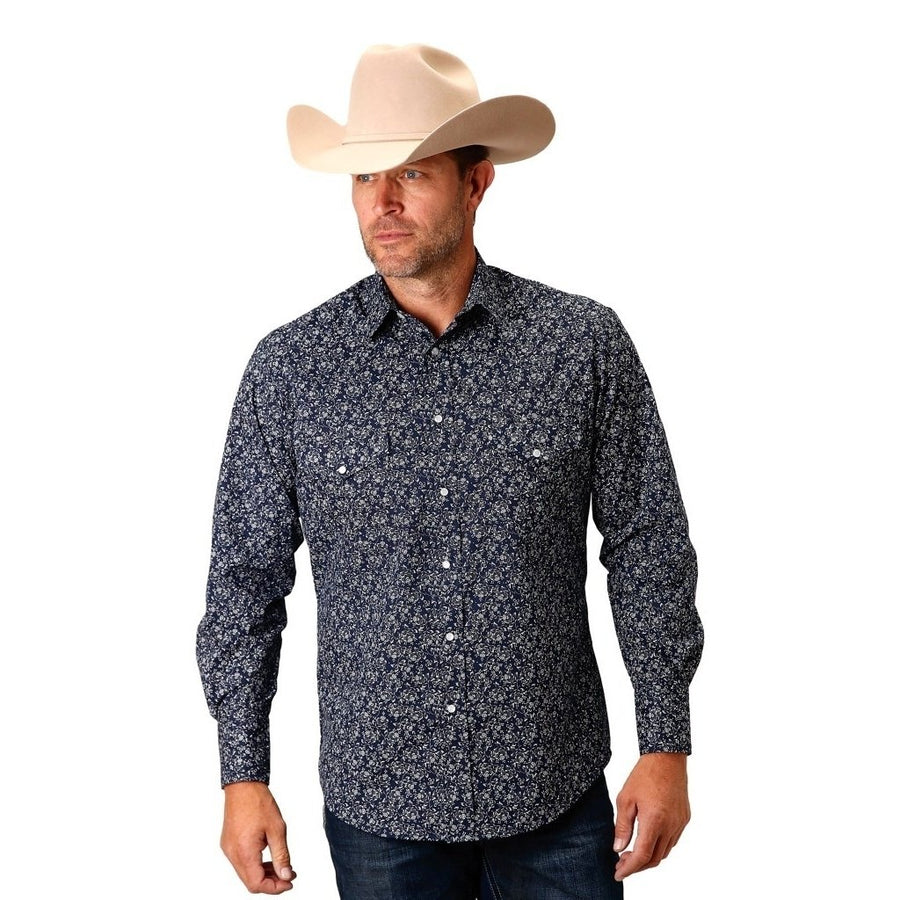 Roper Western Shirt Mens L/S Snap Floral Print 01-001-0019-3055 BU Image 1