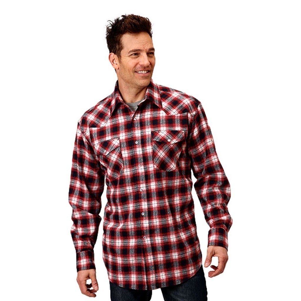 Roper Western Shirt Mens L/S Plaid Flannel Red 03-001-0722-2694 RE Image 1