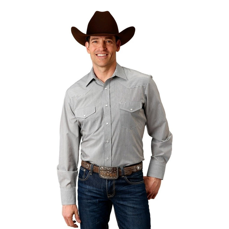 Roper Western Shirt Mens L/S Tiny Stripe Gray 01-001-0144-0714 GY Image 1