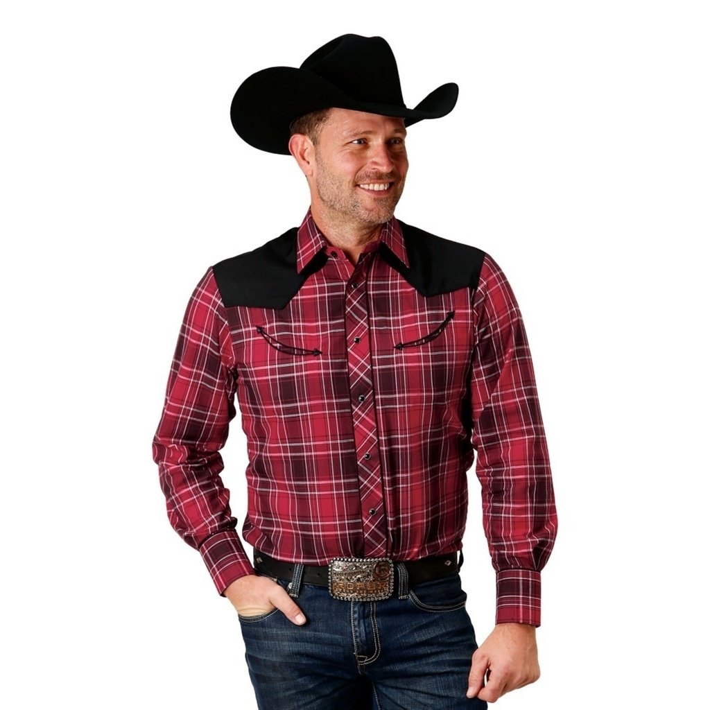 Roper Western Shirt Mens L/S Snap Plaid Red 01-001-0087-1001 RE Image 1