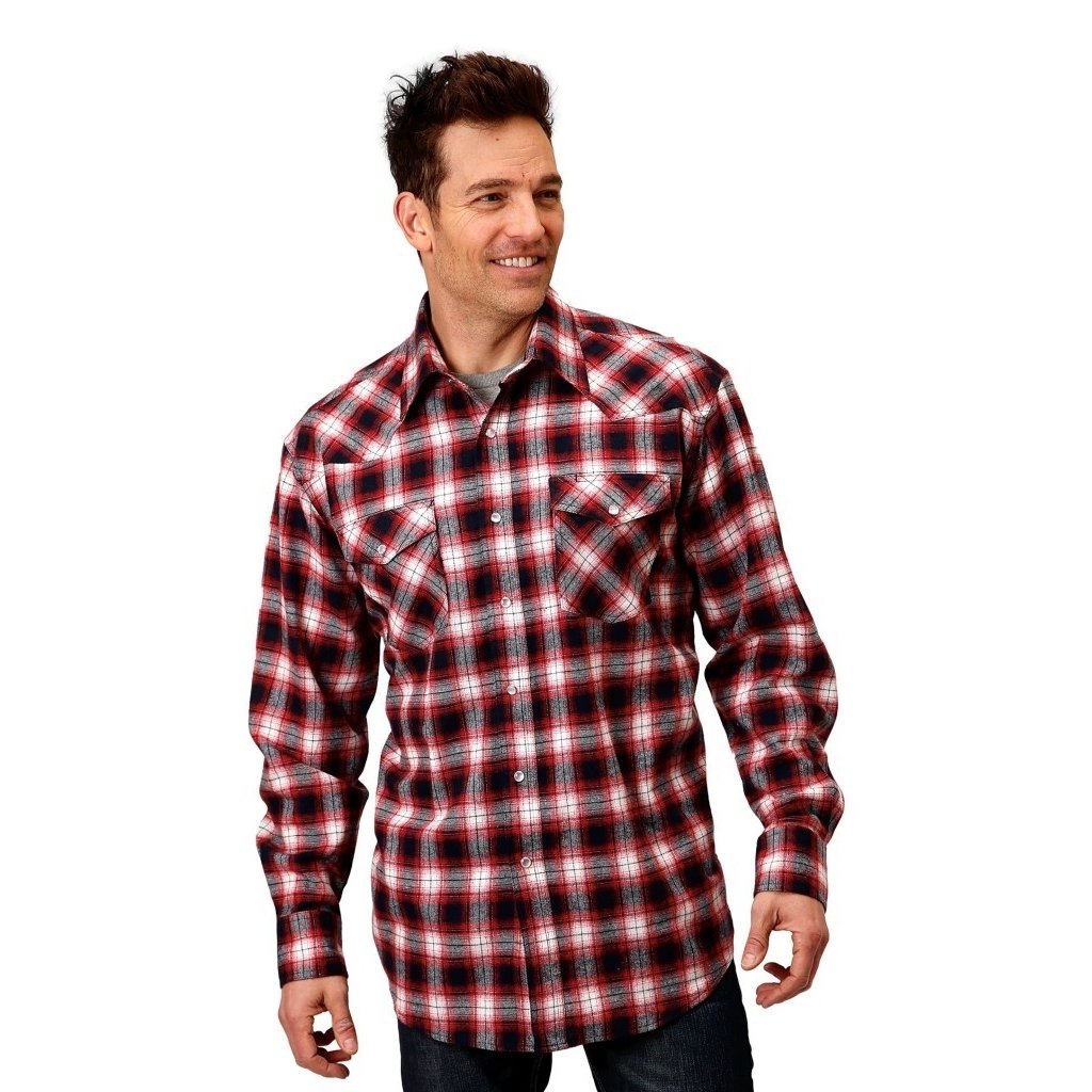 Roper Western Shirt Mens L/S Plaid Flannel Red 03-001-0522-2694 RE Image 1