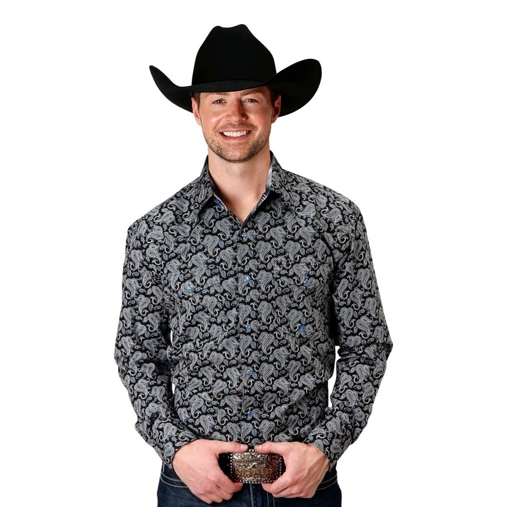 Roper Western Shirt Mens L/S Starry Night Black 03-001-0225-0179 BL Image 1