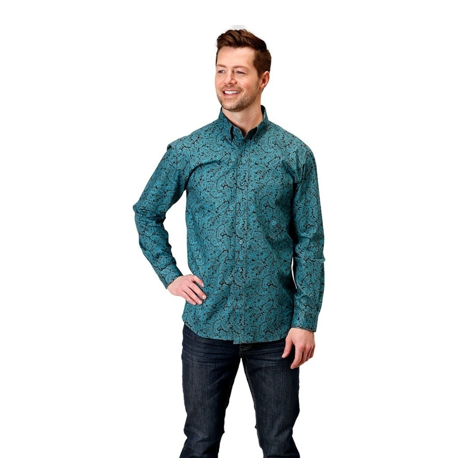 Roper Western Shirt Mens Paisley Long Sleeve Blue 03-001-0326-0174 BU Image 1