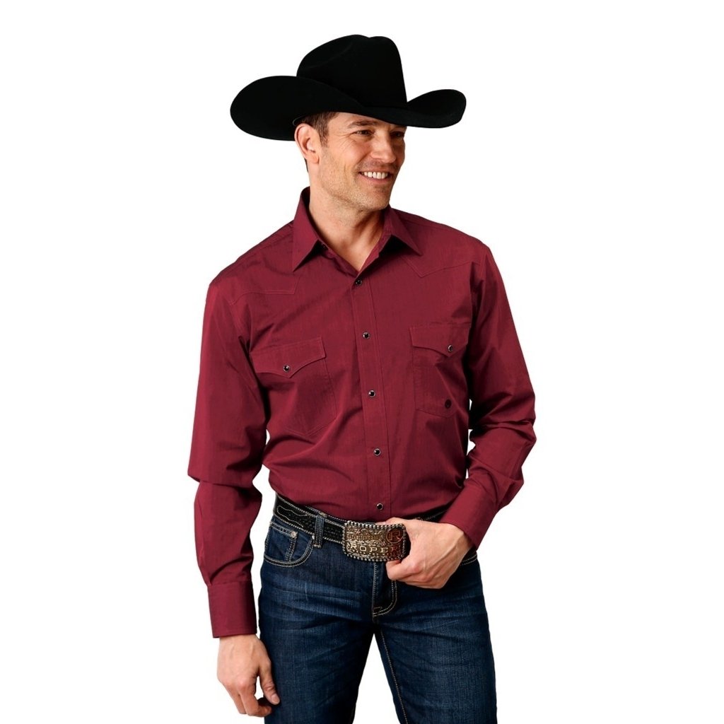 Roper Western Shirt Mens L/S Pinewood Snap Red 03-001-0265-0670 RE Image 1