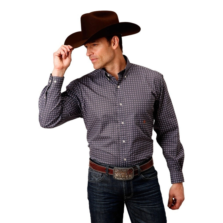 Roper Western Shirt Mens Long Sleeve Collar Gray 03-001-0326-6003 GY Image 1