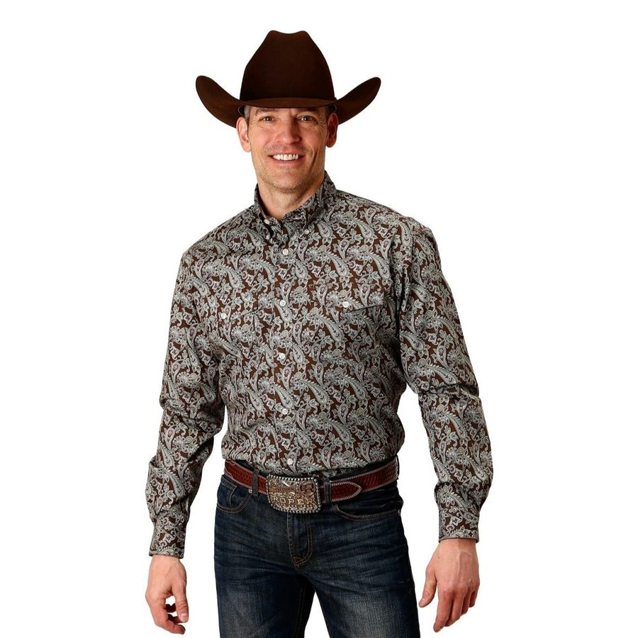 Roper Western Shirt Mens L/S Pinewood Green 03-001-0325-6001 GR Image 1