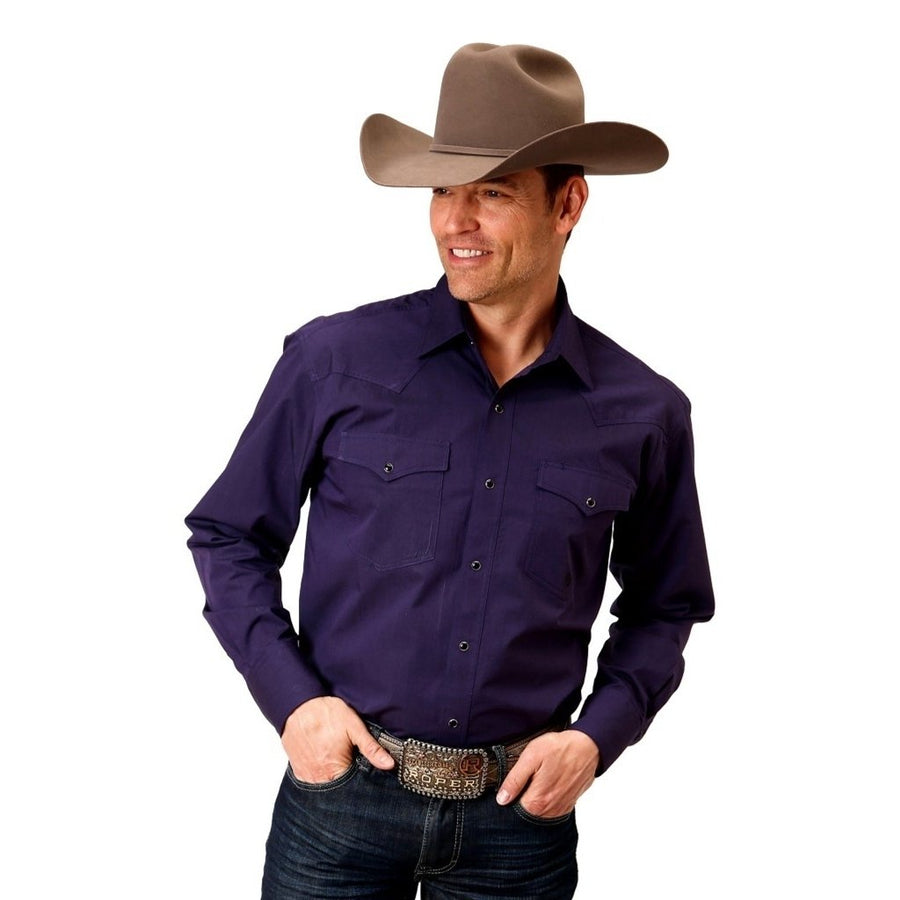 Roper Western Shirt Mens L/S Spiced Plum Purple 03-001-0265-0671 PU Image 1