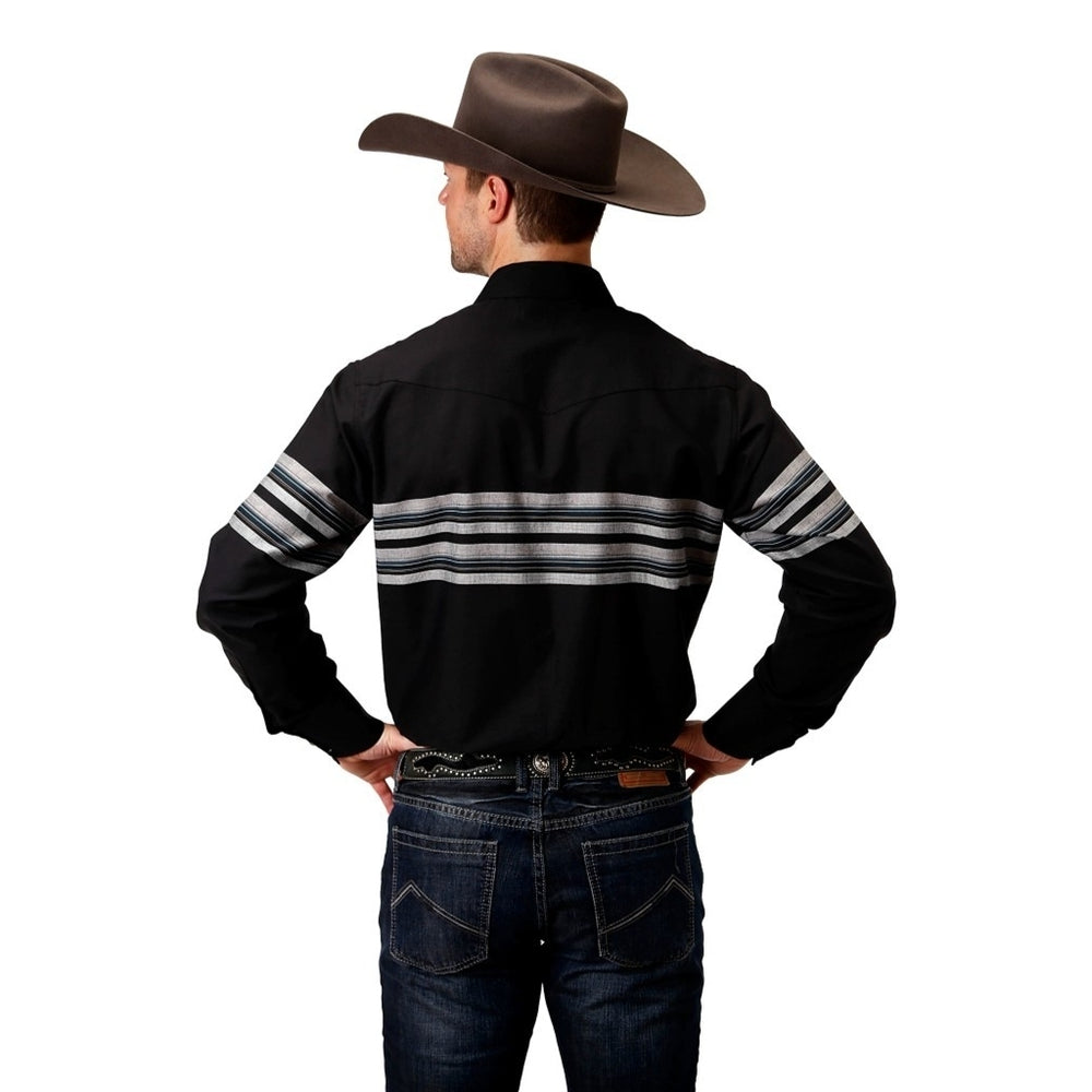 Roper Western Shirt Mens Long Sleeve Stripes Black 01-001-0043-0709 BL Image 2