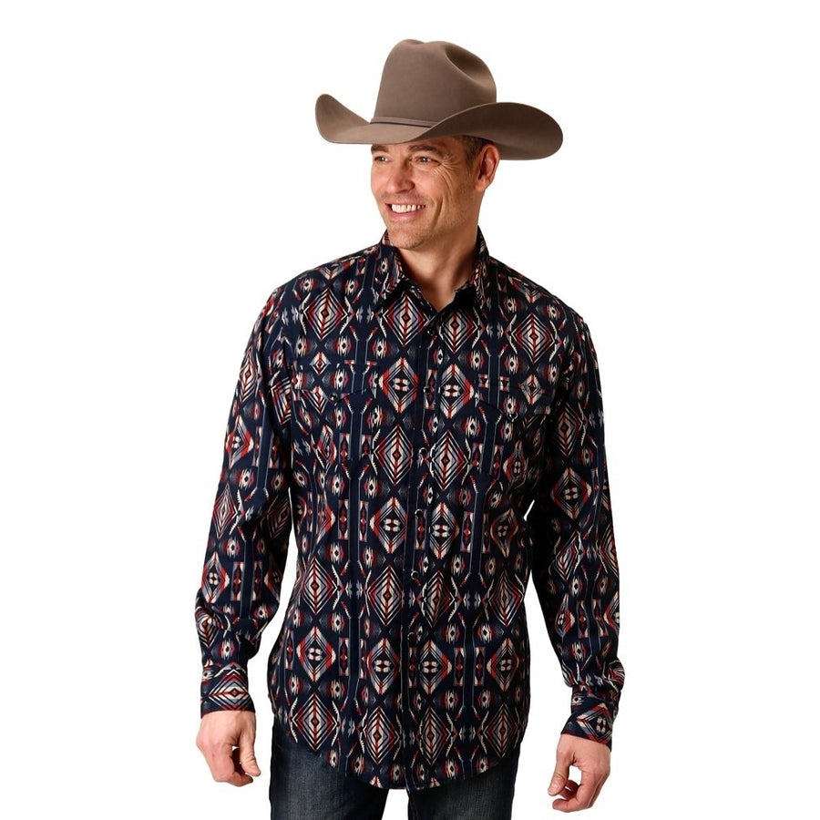 Roper Western Shirt Mens L/S Aztec Snap Black 03-001-0485-0616 BL Image 1