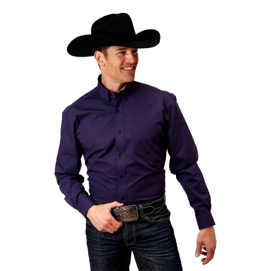 Roper Western Shirt Mens Long Sleeve Button Purple 03-001-0366-0671 PU Image 1