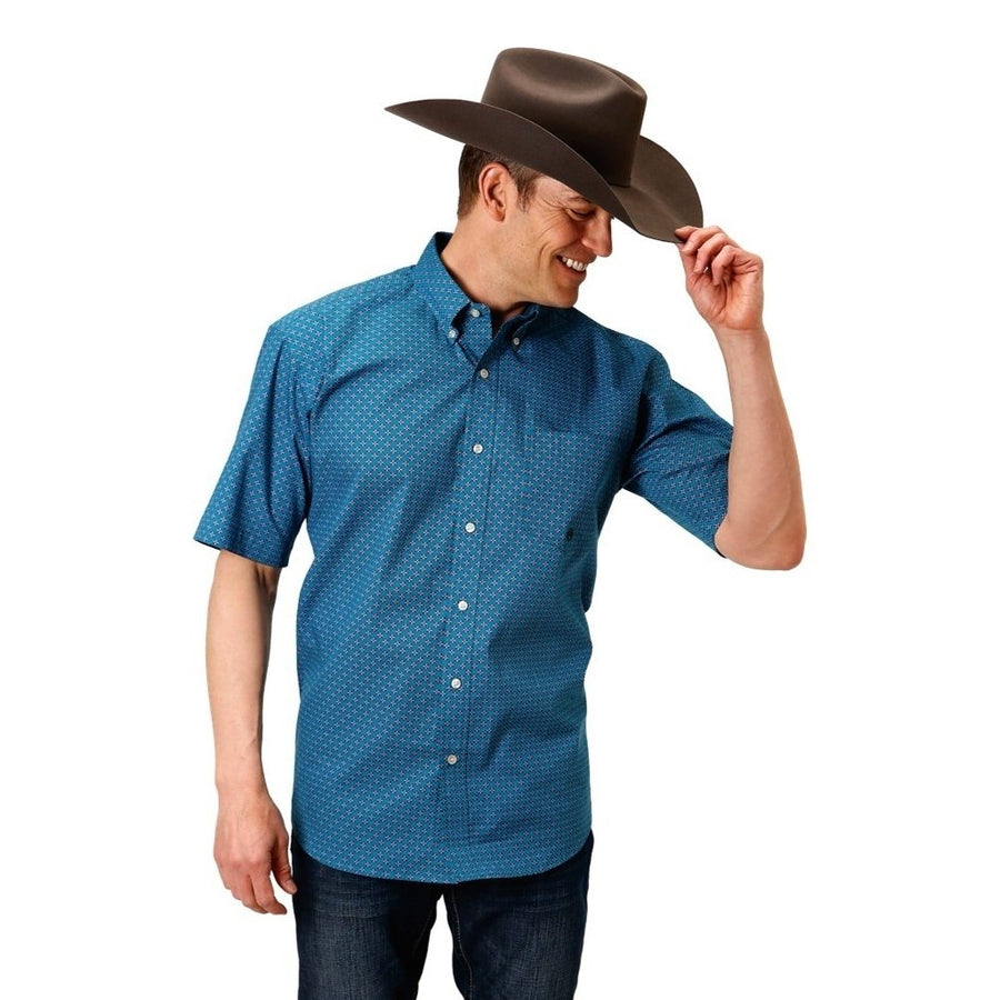 Roper Western Shirt Mens S/S Circuit Purple 03-002-0326-2008 PU Image 1