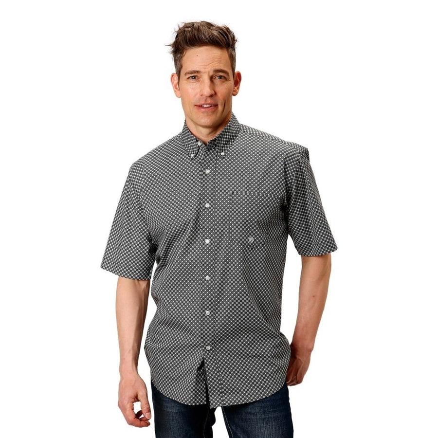 Roper Western Shirt Men Short Sleeve Diamond Black 03-002-0326-2013 BL Image 1