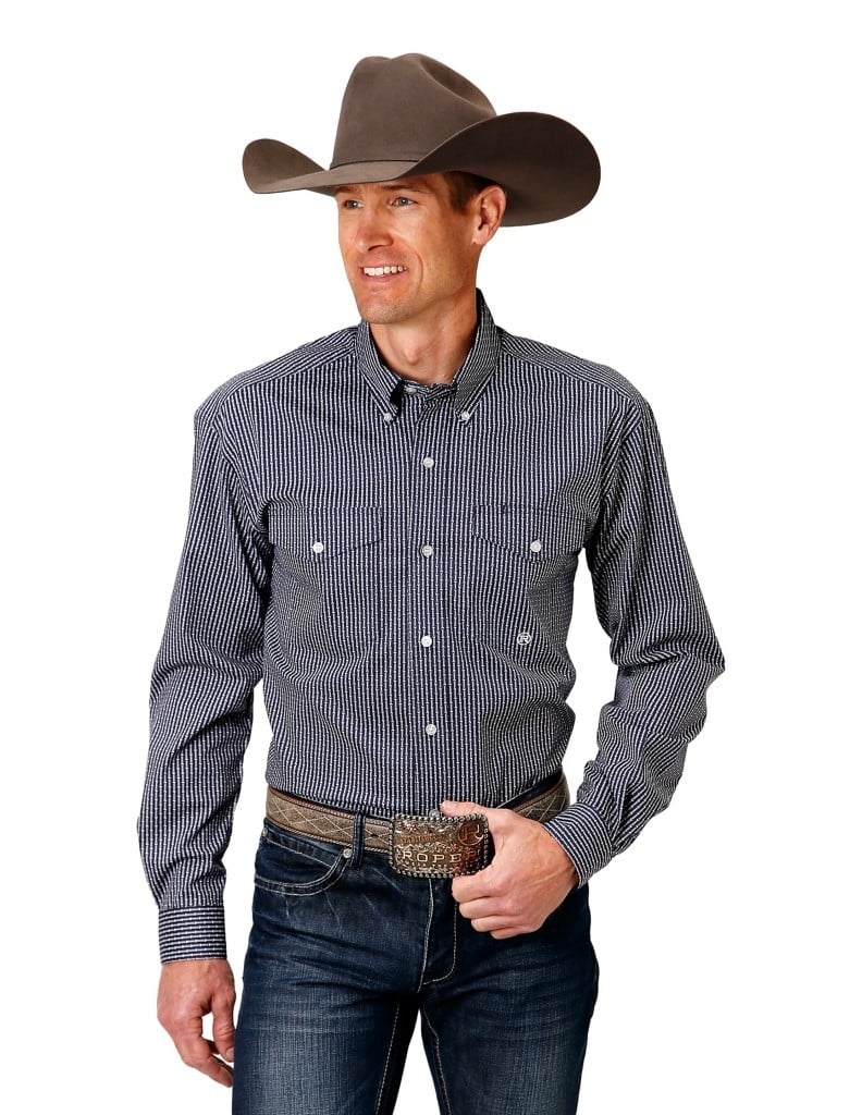 Roper Western Shirt Mens L/S Arrow Rope Blue 03-001-0325-2102 BU Image 1