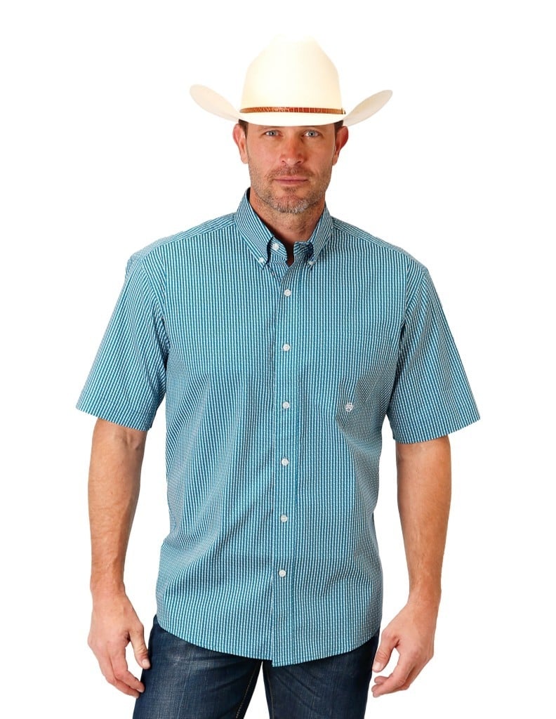 Roper Western Shirt Mens S/S Arrow Rope Teal 03-002-0326-2103 GR Image 1