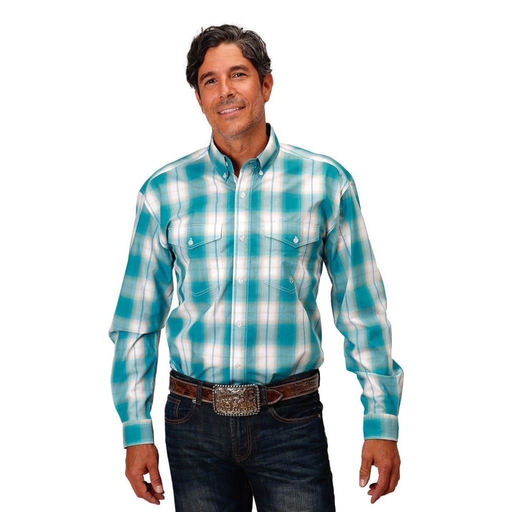 Roper Western Shirt Mens L/S Ombre Turquoise 03-001-0378-4046 BU Image 1