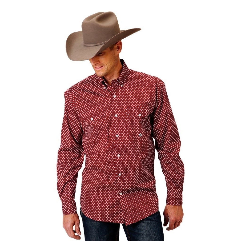 Roper Western Shirt Mens L/S Back Yoke Wine 03-001-0325-4016 WI Image 1