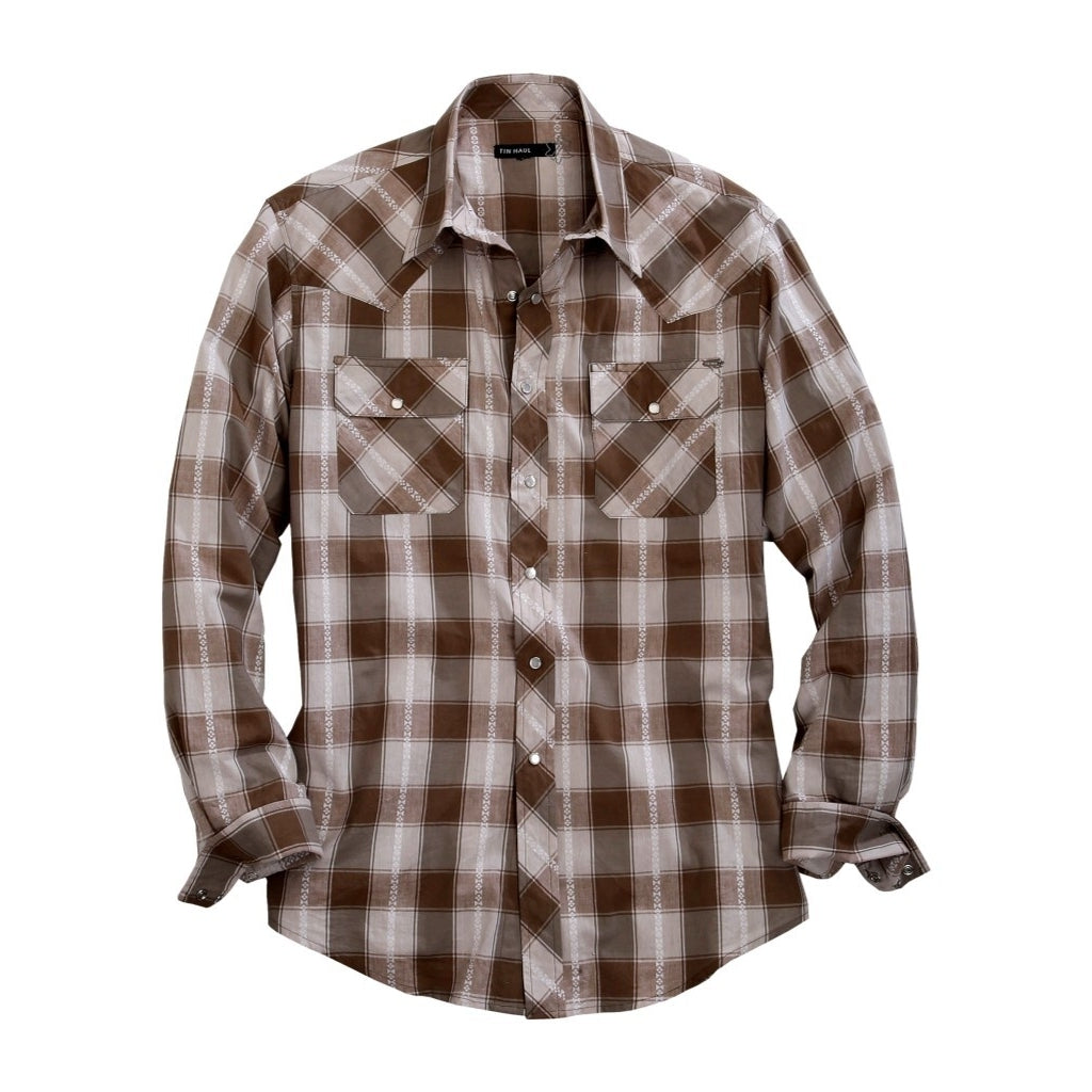 Tin Haul Western Shirt Mens L/S Snap Plaid Gray 10-001-0062-4055 GY Image 1