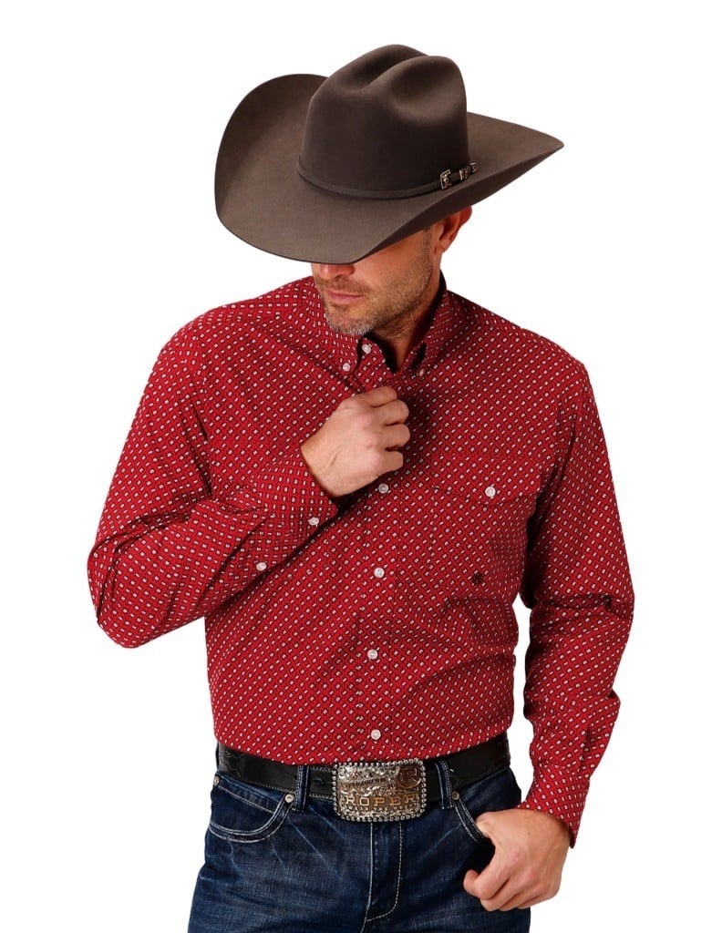 Roper Western Shirt Mens Long Sleeve Campfire Red 03-001-0325-2007 RE Image 1