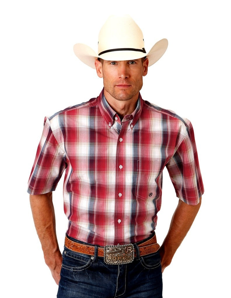 Roper Western Shirt Mens S/S Down Apple Plaid Red 03-002-0379-4049 RE Image 1