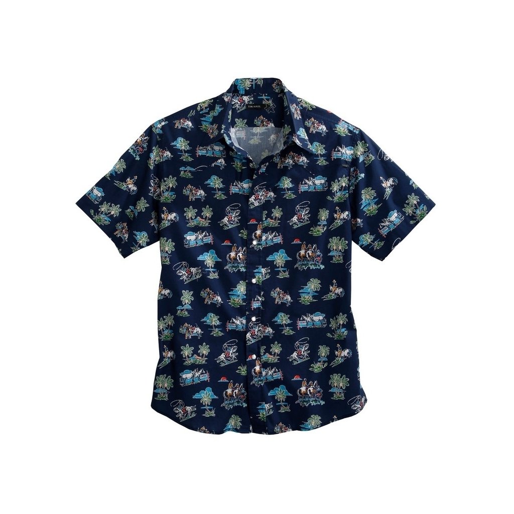 Tin Haul Western Shirt Mens S/S Tropics Blue 10-002-0064-0216 BU Image 1