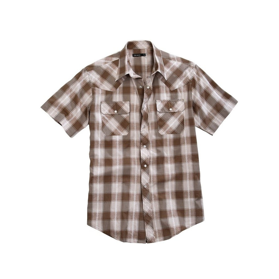 Tin Haul Western Shirt Mens S/S Plaid Snap Gray 10-002-0062-4055 GY Image 1