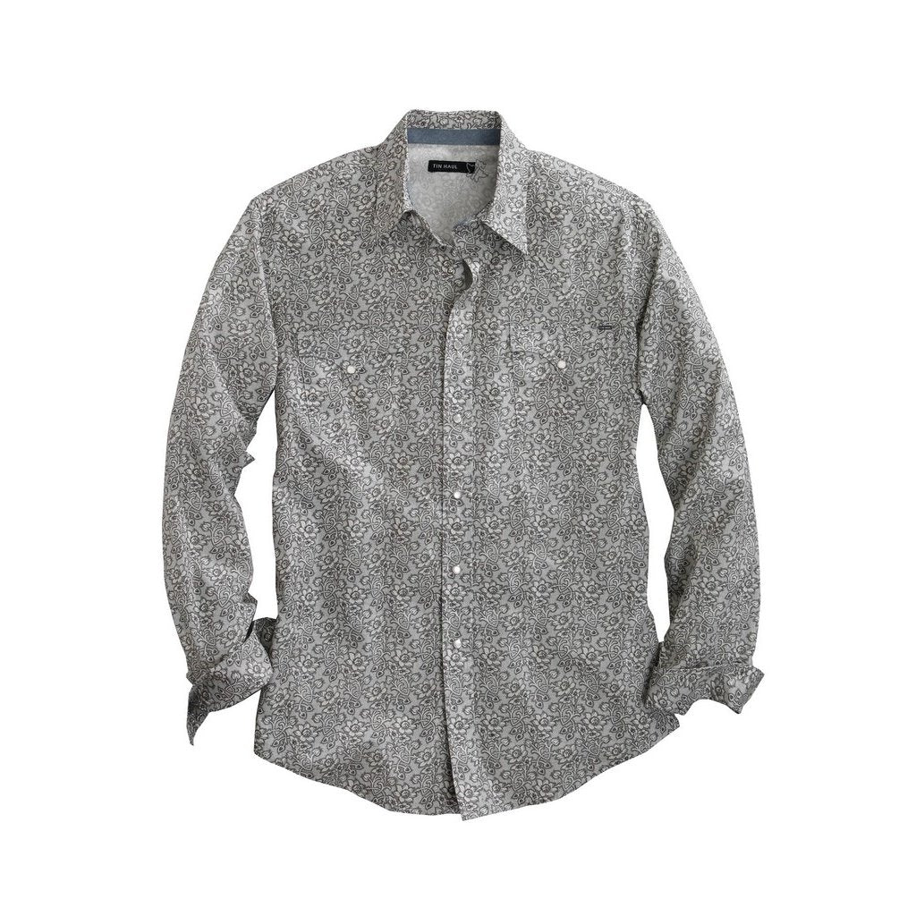 Tin Haul Western Shirt Mens L/S Floral Gray 10-001-0064-0215 GY Image 1