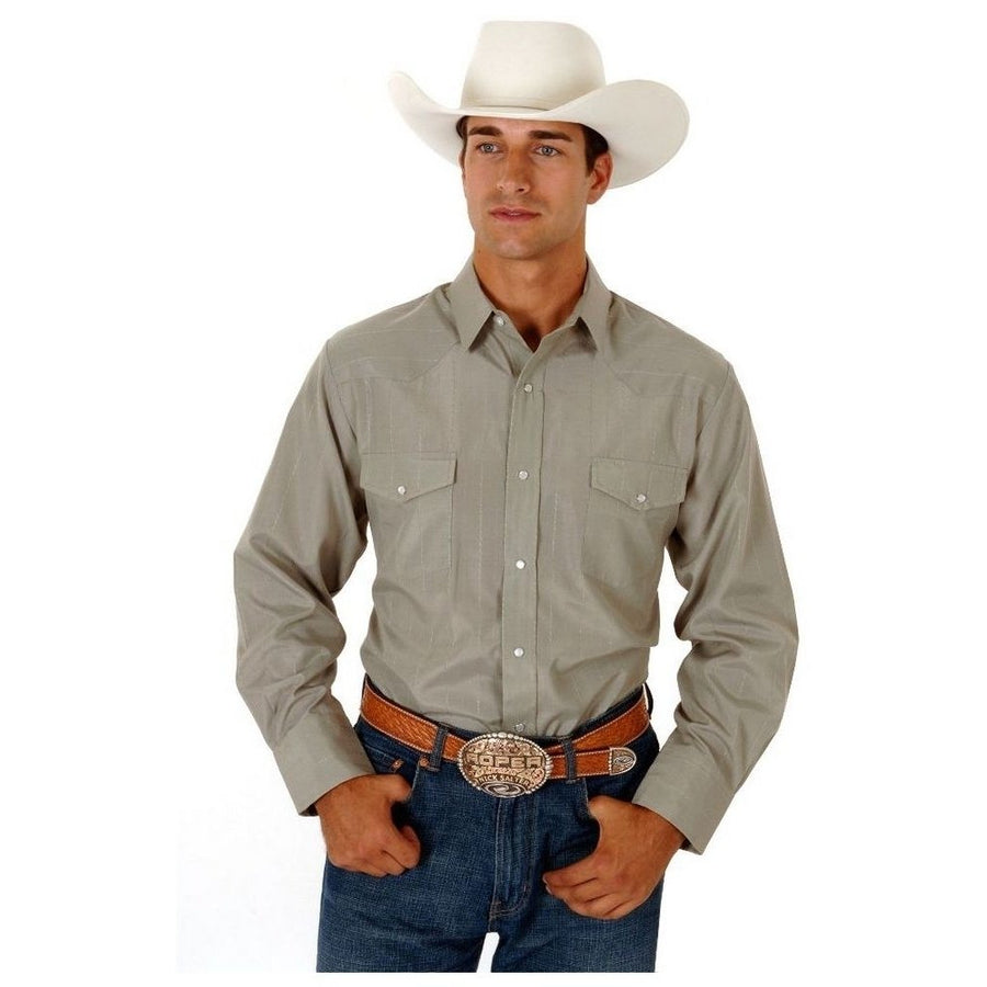 Roper Western Shirt Mens L/S Snap Stripe Loden 01-001-0145-0937 LO Image 1