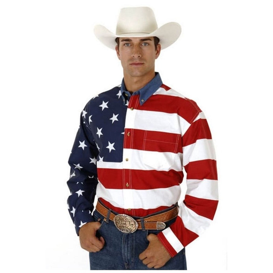 Roper Western Shirt Mens L/S USA Flag Button Red 03-001-0185-0101 RE Image 1