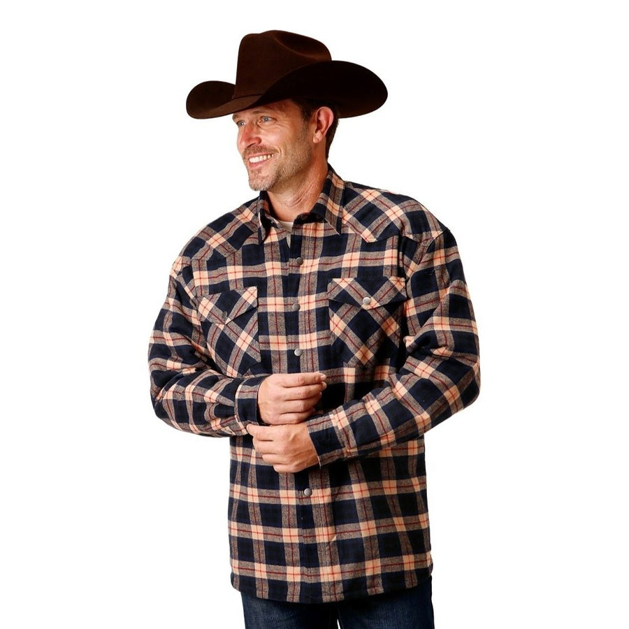 Roper Western Jacket Mens Flannel Tall Tan 03-097-0719-2696 TA Image 1