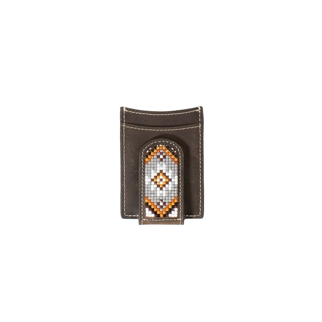 3D Western Money Clip Mens Southwest Inlay Beaded Brown D250009402 Image 1