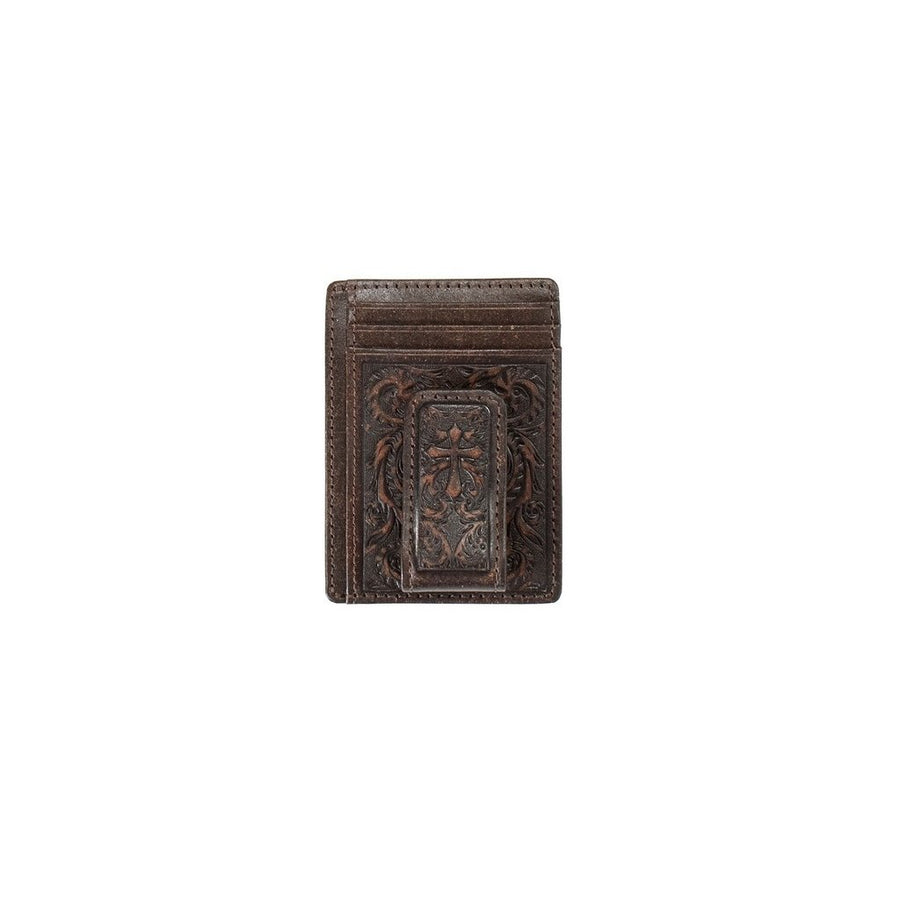 Nocona Western Money Clip Mens Scroll Cross Medium Brown N5417544 Image 1