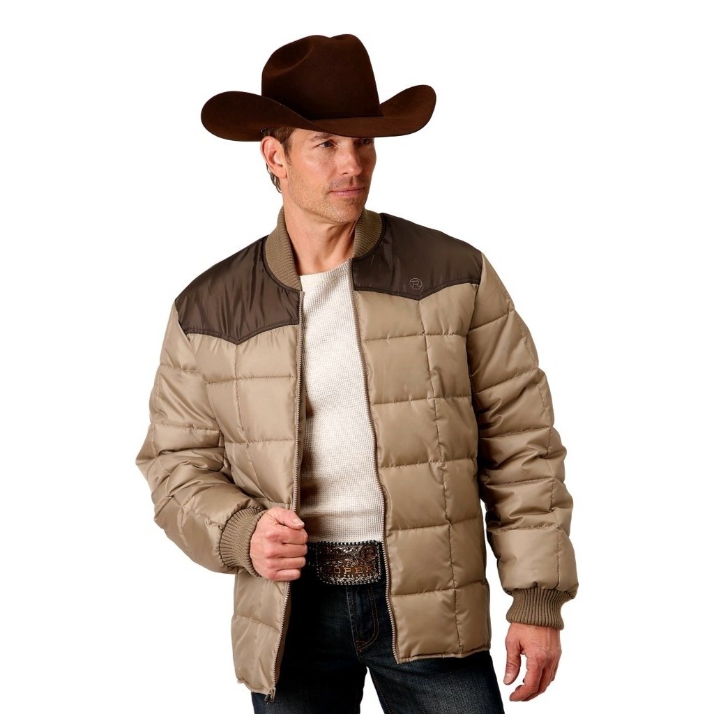 Roper Western Jacket Mens Quilted OPP Khaki 03-097-0761-0535 BR Image 1