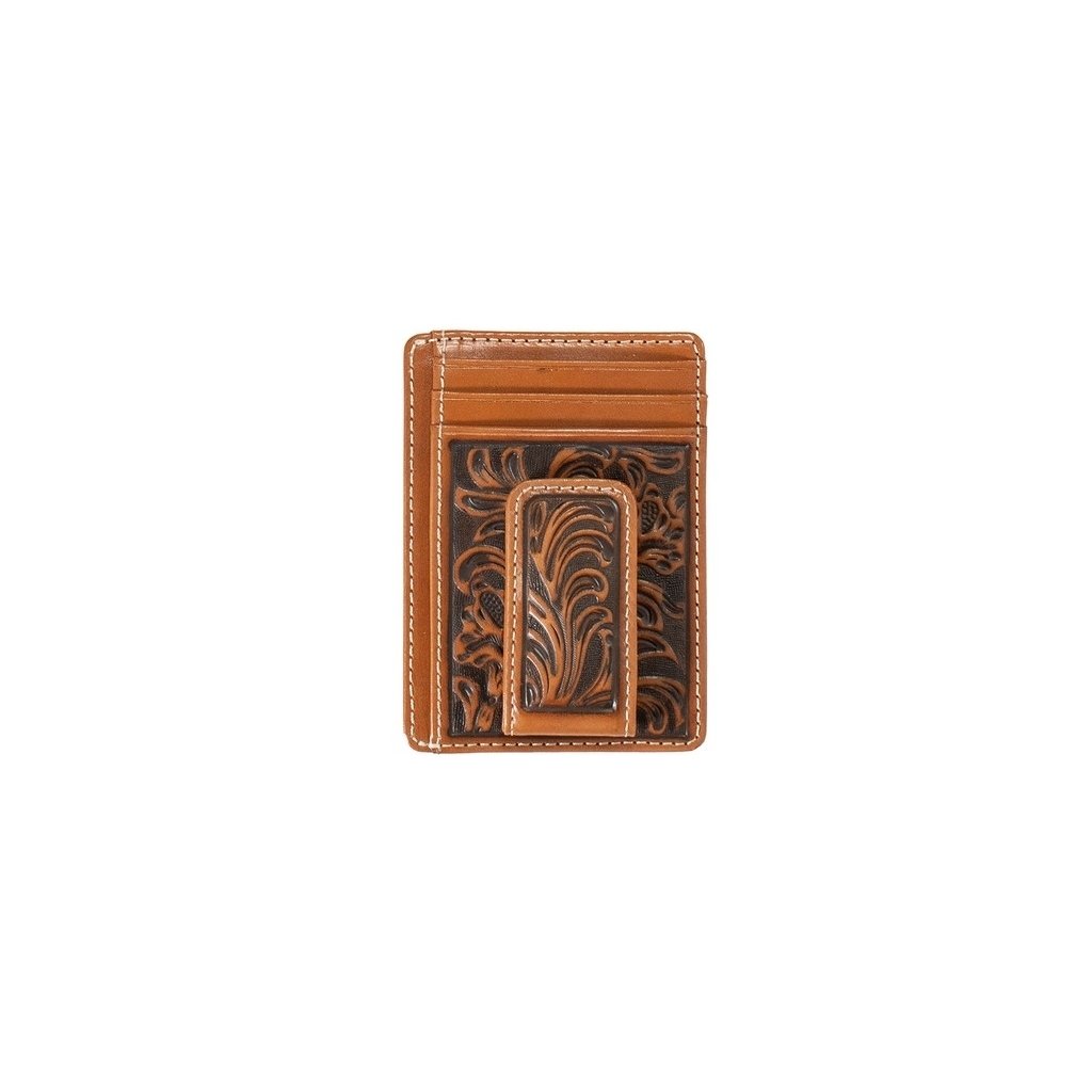 Nocona Western Money Clip Mens Floral Embossed Medium Brown N5417144 Image 1