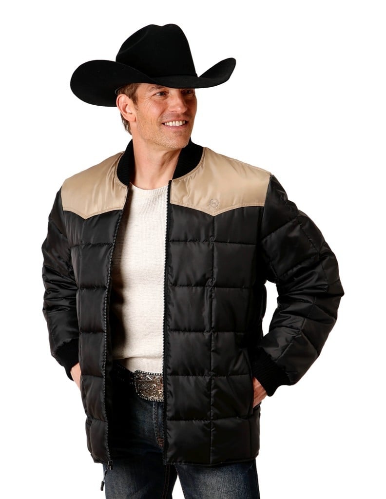 Roper Western Jacket Mens OPP Quilted Black 03-097-0761-0534 BL Image 1