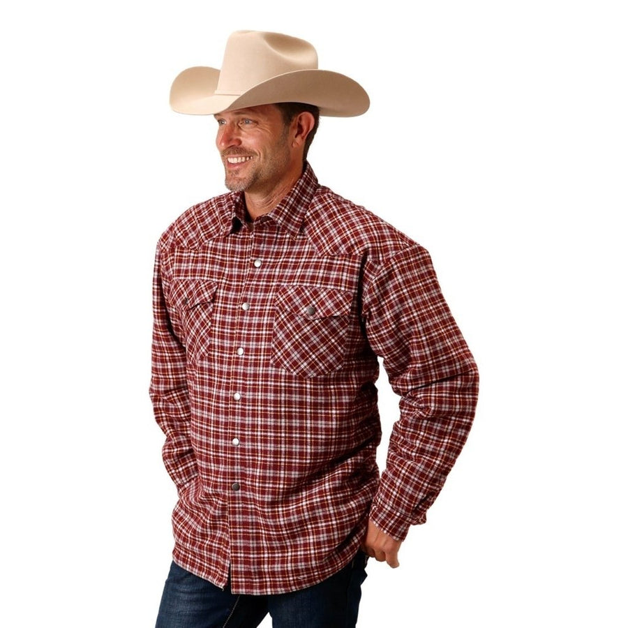 Roper Western Jacket Mens Flannel Snap Wine 03-097-0119-3696 WI Image 1