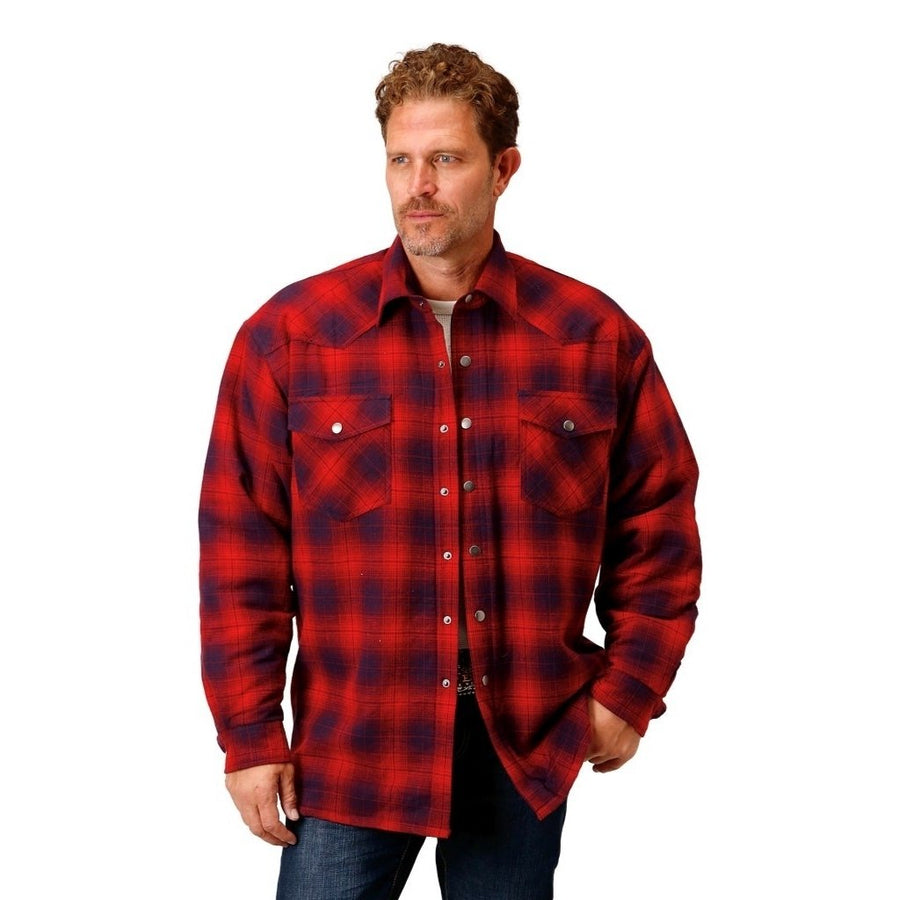 Roper Western Jacket Mens Flannel Sherpa Red 03-097-0119-5696 RE Image 1