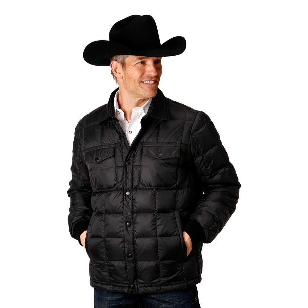 Roper Western Jacket Mens Square Quilted Black 03-097-0693-6187 BL Image 1