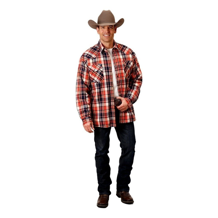 Roper Western Jacket Mens Flannel Snap Orange 03-097-0119-4694 OR Image 1