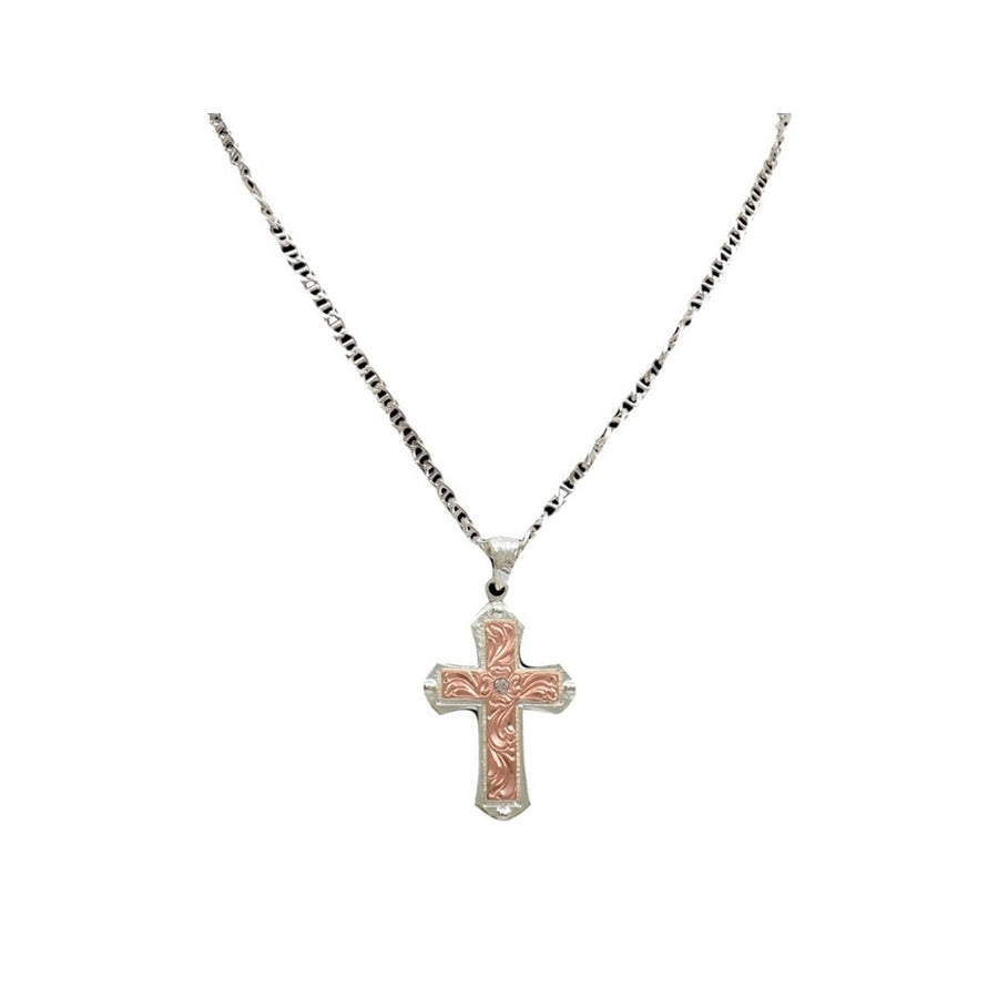 Silver Strike Western Necklace Mens Cross Engraved Stone DN171 Image 1