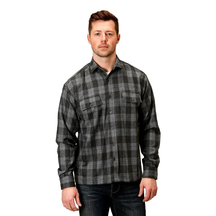 Tin Haul Western Jacket Mens Plaid Button Gray 10-097-0119-0722 GY Image 1